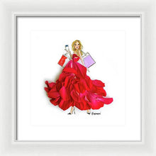 Red Floral Shopper - Framed Print