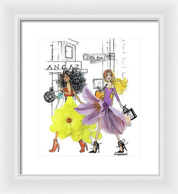 Fifth Ave Shopper Girls - Framed Print