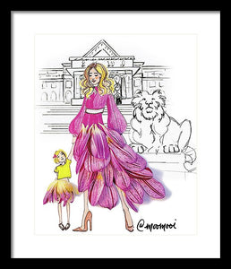 Mama And Mini In The City  - Framed Print