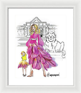 Mama And Mini In The City  - Framed Print