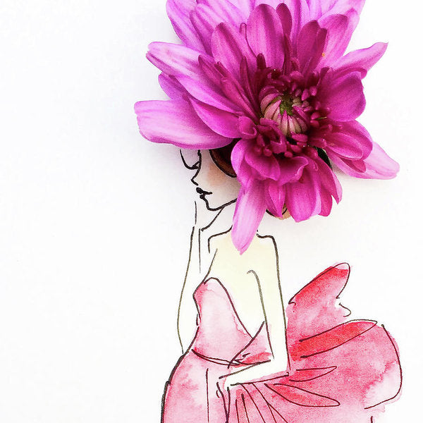 Pink Bow Big Pink Hat - Art Print