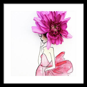 Pink Bow Big Pink Hat - Framed Print